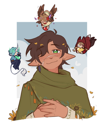 Sun, Moon, and Stars - Flat Colors Half Body